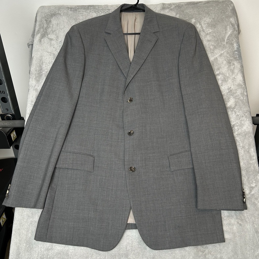 Boss Hugo Boss Men's Gray Suit Jacket Made In USA 3 Buttons Coat Size 44L